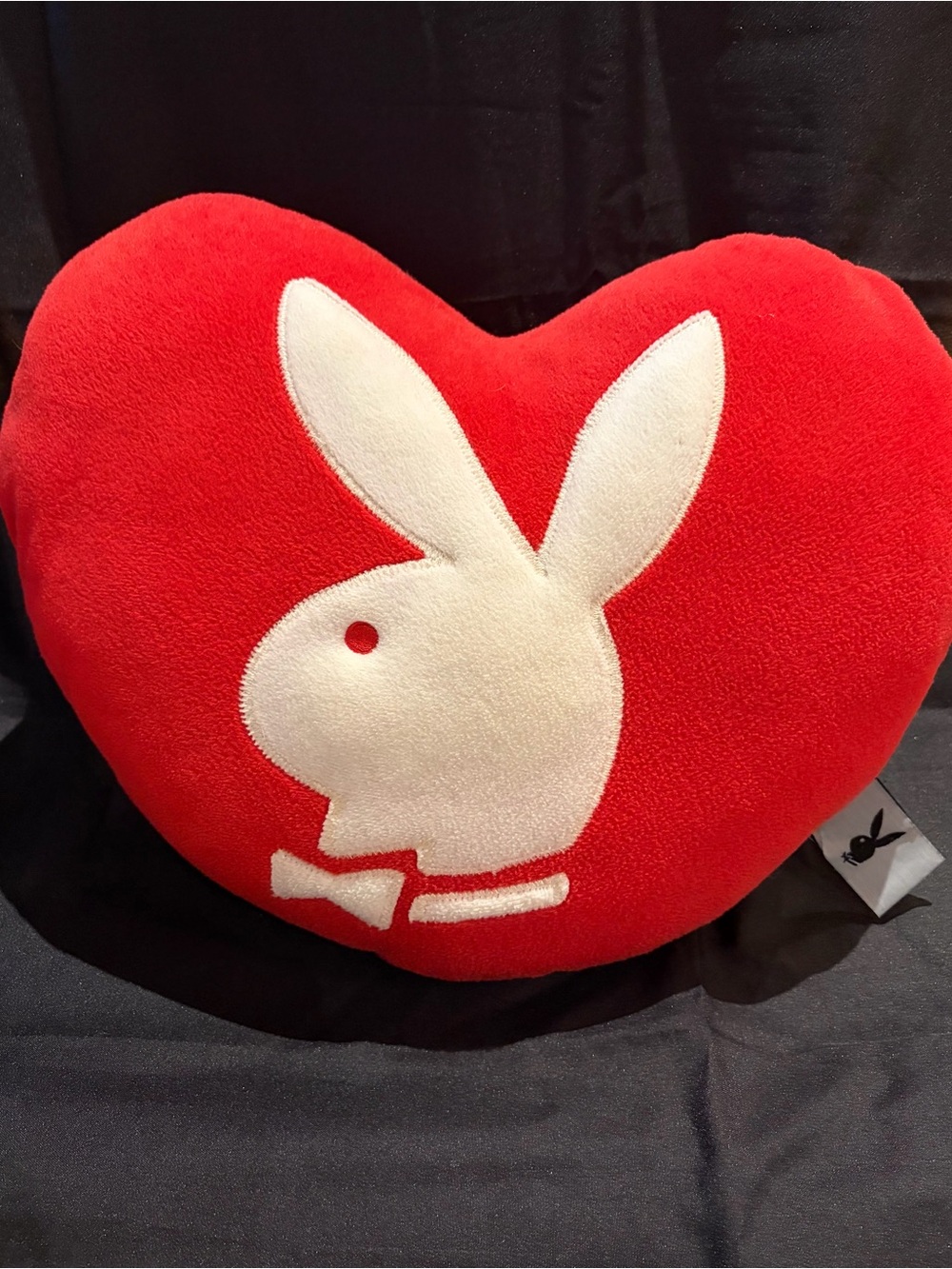 PLAYBOY Red Heart Bunny Logo Plush Accent Pillow